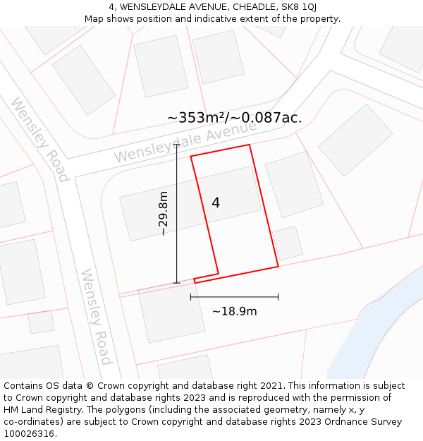 4, WENSLEYDALE AVENUE, CHEADLE, SK8 1QJ: Plot and title map