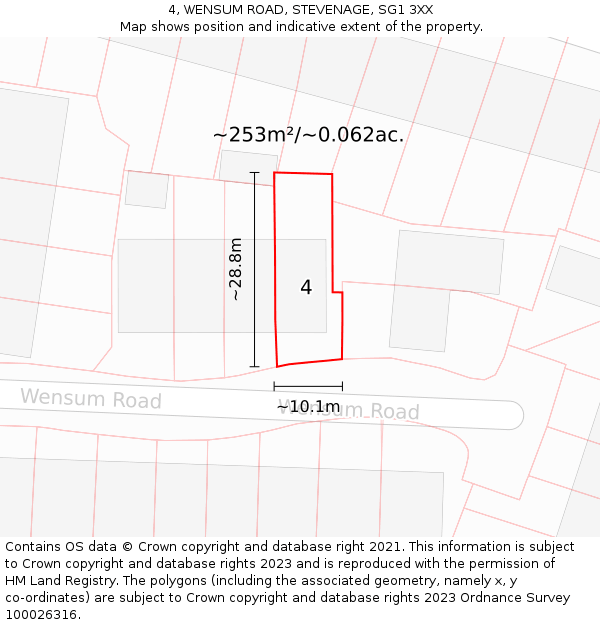 4, WENSUM ROAD, STEVENAGE, SG1 3XX: Plot and title map