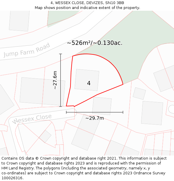 4, WESSEX CLOSE, DEVIZES, SN10 3BB: Plot and title map