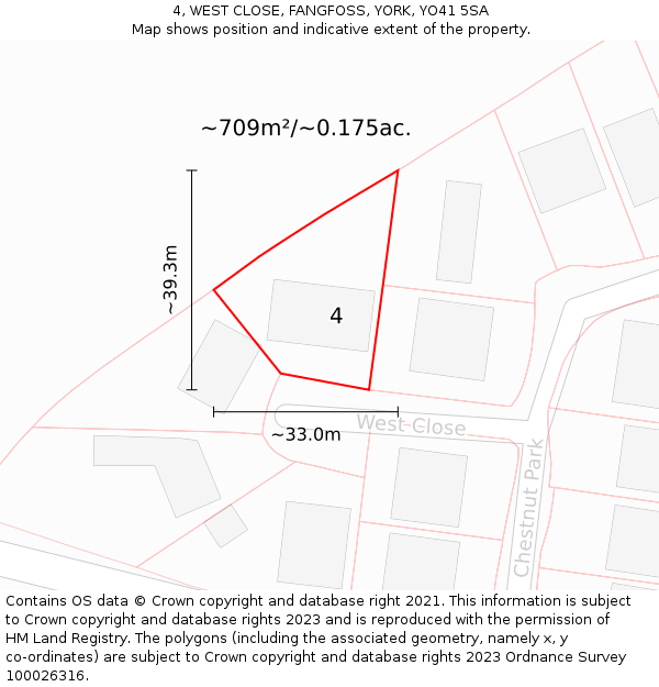 4, WEST CLOSE, FANGFOSS, YORK, YO41 5SA: Plot and title map