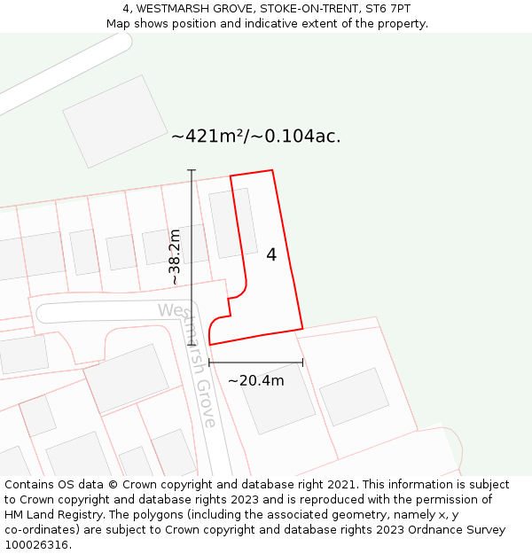 4, WESTMARSH GROVE, STOKE-ON-TRENT, ST6 7PT: Plot and title map