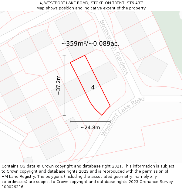 4, WESTPORT LAKE ROAD, STOKE-ON-TRENT, ST6 4RZ: Plot and title map