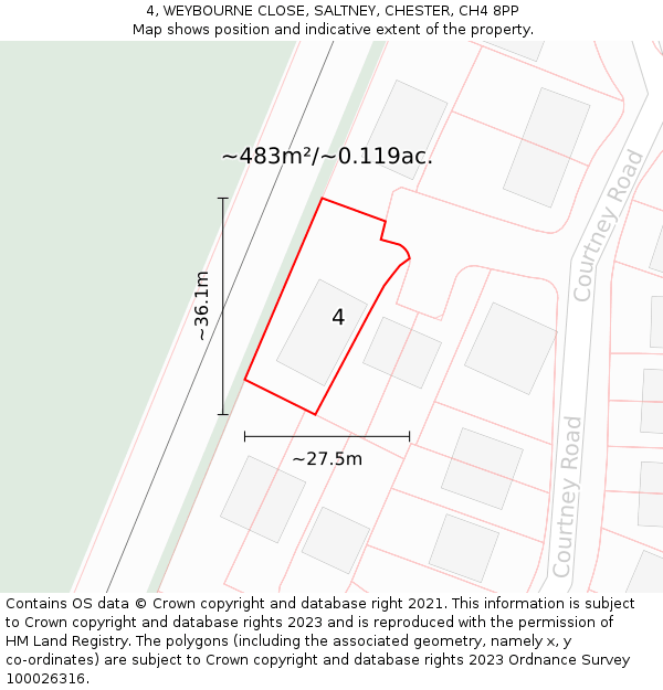 4, WEYBOURNE CLOSE, SALTNEY, CHESTER, CH4 8PP: Plot and title map
