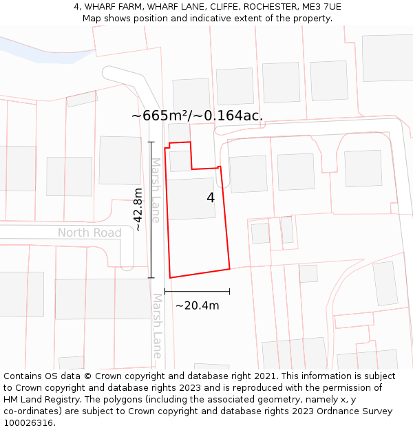 4, WHARF FARM, WHARF LANE, CLIFFE, ROCHESTER, ME3 7UE: Plot and title map