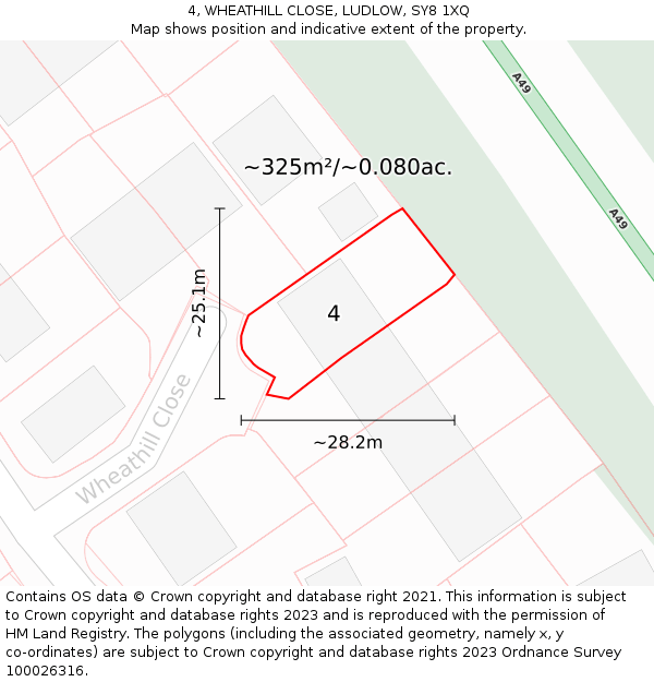4, WHEATHILL CLOSE, LUDLOW, SY8 1XQ: Plot and title map