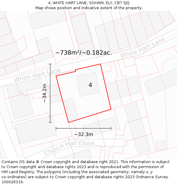 4, WHITE HART LANE, SOHAM, ELY, CB7 5JQ: Plot and title map