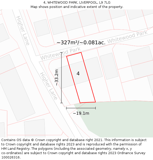 4, WHITEWOOD PARK, LIVERPOOL, L9 7LG: Plot and title map