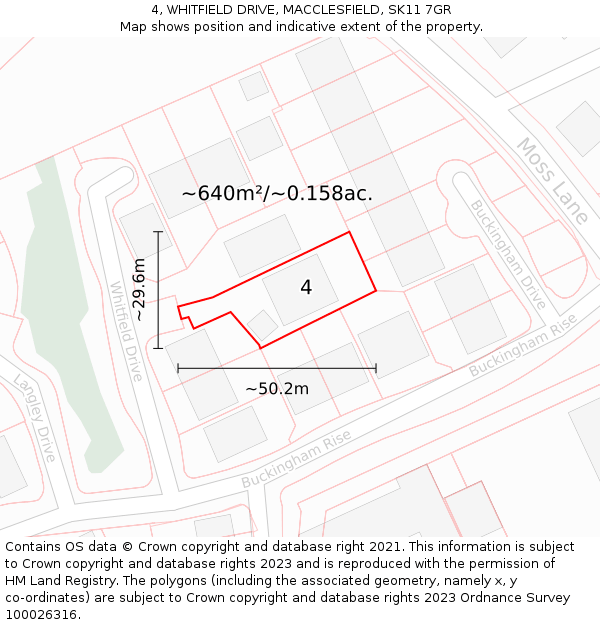 4, WHITFIELD DRIVE, MACCLESFIELD, SK11 7GR: Plot and title map