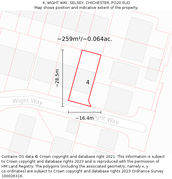 4, WIGHT WAY, SELSEY, CHICHESTER, PO20 0UD: Plot and title map