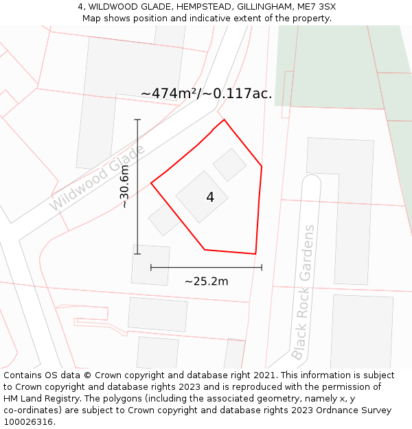 4, WILDWOOD GLADE, HEMPSTEAD, GILLINGHAM, ME7 3SX: Plot and title map
