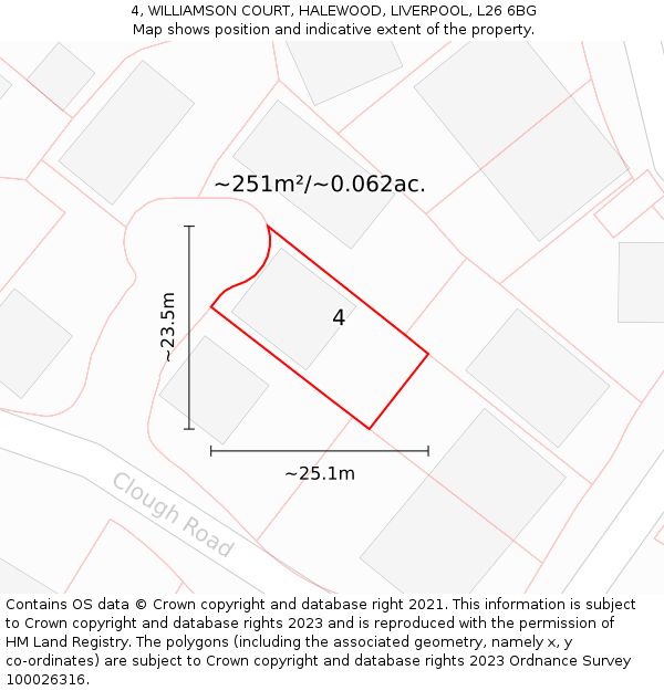 4, WILLIAMSON COURT, HALEWOOD, LIVERPOOL, L26 6BG: Plot and title map