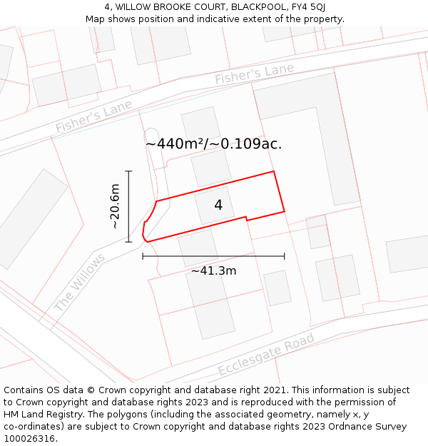 4, WILLOW BROOKE COURT, BLACKPOOL, FY4 5QJ: Plot and title map