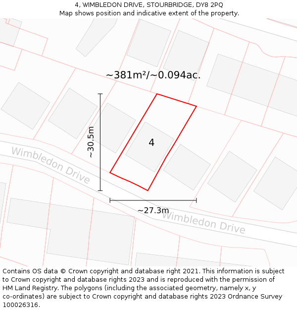 4, WIMBLEDON DRIVE, STOURBRIDGE, DY8 2PQ: Plot and title map