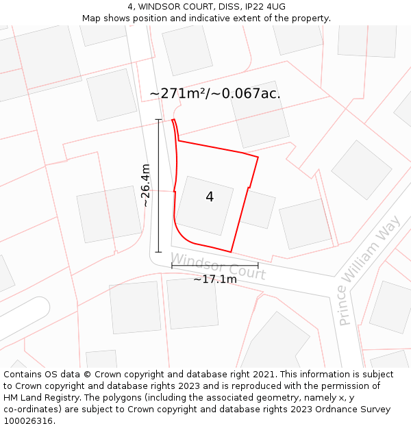 4, WINDSOR COURT, DISS, IP22 4UG: Plot and title map