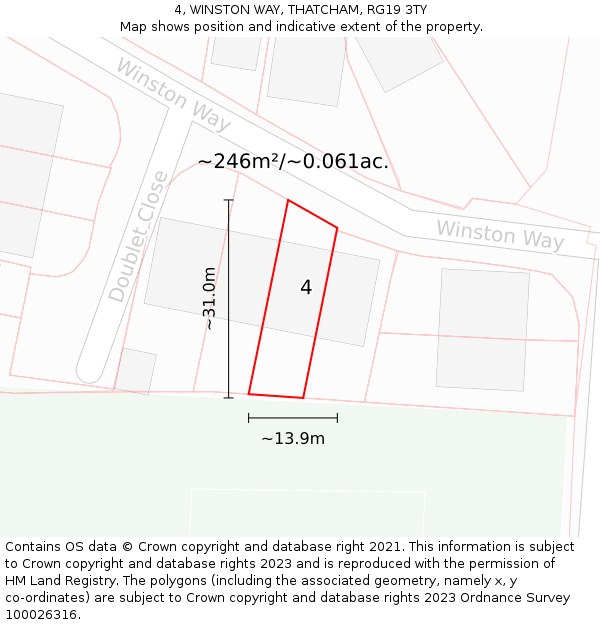 4, WINSTON WAY, THATCHAM, RG19 3TY: Plot and title map