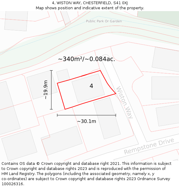 4, WISTON WAY, CHESTERFIELD, S41 0XJ: Plot and title map