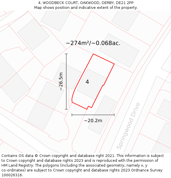 4, WOODBECK COURT, OAKWOOD, DERBY, DE21 2PP: Plot and title map