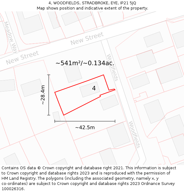 4, WOODFIELDS, STRADBROKE, EYE, IP21 5JQ: Plot and title map