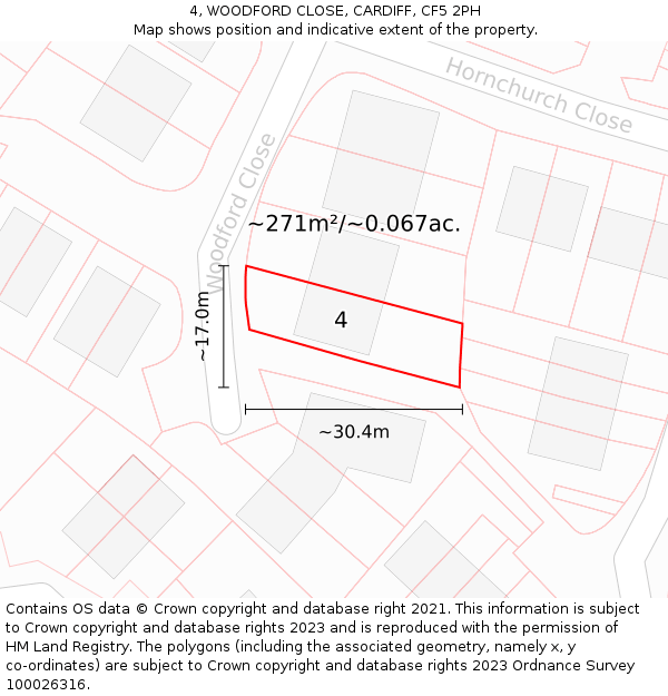 4, WOODFORD CLOSE, CARDIFF, CF5 2PH: Plot and title map