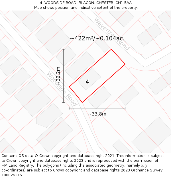 4, WOODSIDE ROAD, BLACON, CHESTER, CH1 5AA: Plot and title map