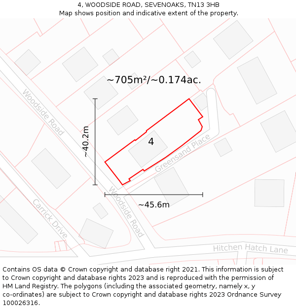 4, WOODSIDE ROAD, SEVENOAKS, TN13 3HB: Plot and title map