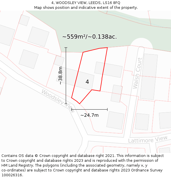 4, WOODSLEY VIEW, LEEDS, LS16 8FQ: Plot and title map