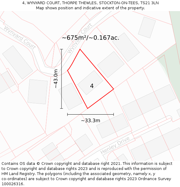 4, WYNYARD COURT, THORPE THEWLES, STOCKTON-ON-TEES, TS21 3LN: Plot and title map