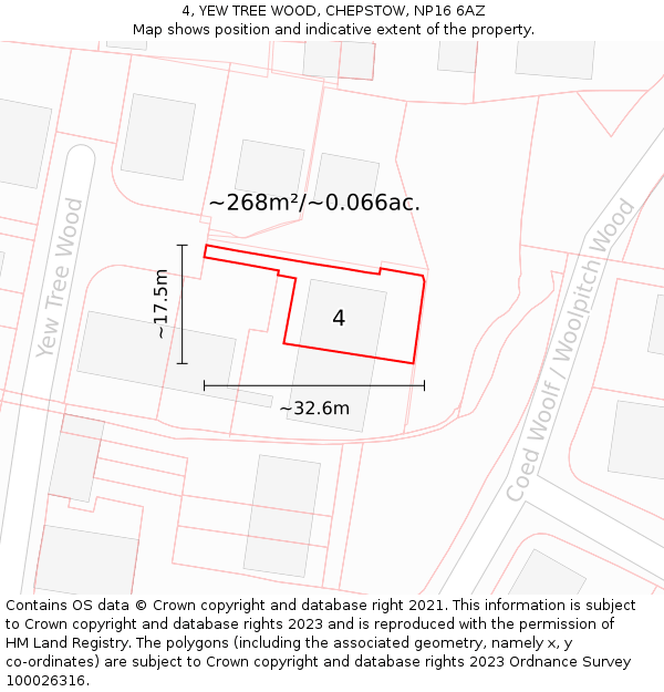 4, YEW TREE WOOD, CHEPSTOW, NP16 6AZ: Plot and title map