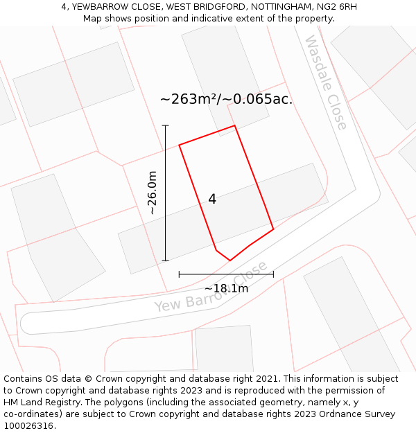 4, YEWBARROW CLOSE, WEST BRIDGFORD, NOTTINGHAM, NG2 6RH: Plot and title map