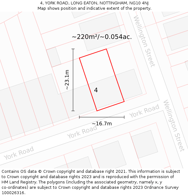 4, YORK ROAD, LONG EATON, NOTTINGHAM, NG10 4NJ: Plot and title map