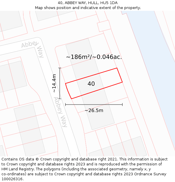 40, ABBEY WAY, HULL, HU5 1DA: Plot and title map