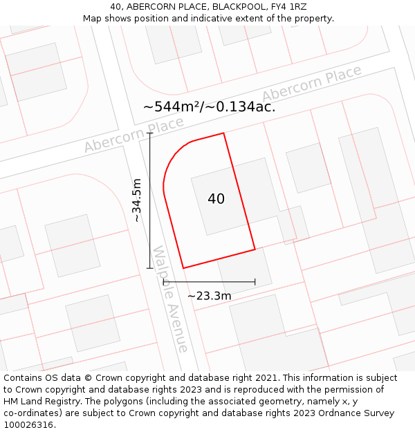 40, ABERCORN PLACE, BLACKPOOL, FY4 1RZ: Plot and title map