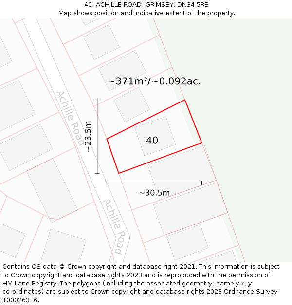 40, ACHILLE ROAD, GRIMSBY, DN34 5RB: Plot and title map