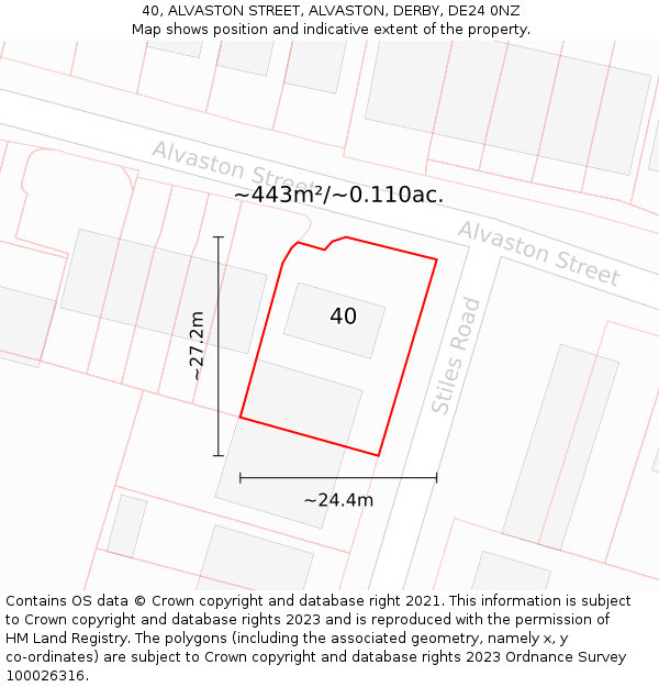 40, ALVASTON STREET, ALVASTON, DERBY, DE24 0NZ: Plot and title map