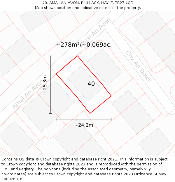 40, AMAL AN AVON, PHILLACK, HAYLE, TR27 4QD: Plot and title map