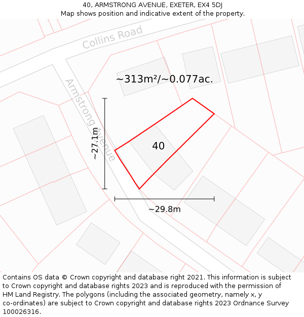 40, ARMSTRONG AVENUE, EXETER, EX4 5DJ: Plot and title map