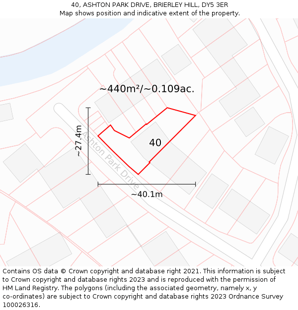 40, ASHTON PARK DRIVE, BRIERLEY HILL, DY5 3ER: Plot and title map