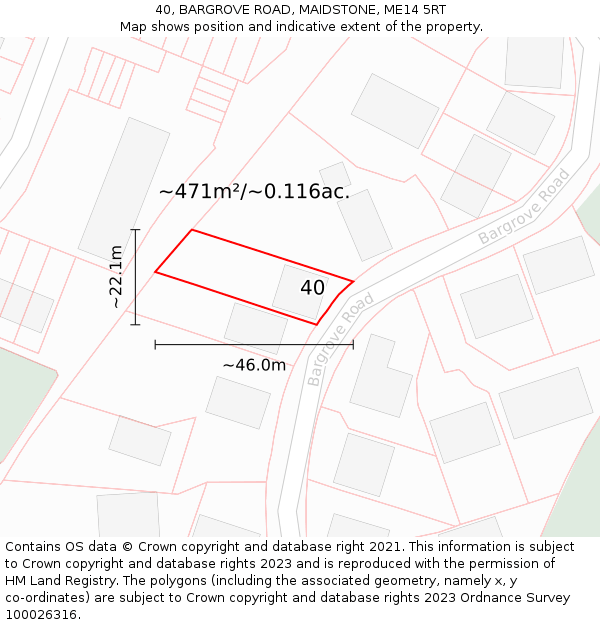 40, BARGROVE ROAD, MAIDSTONE, ME14 5RT: Plot and title map