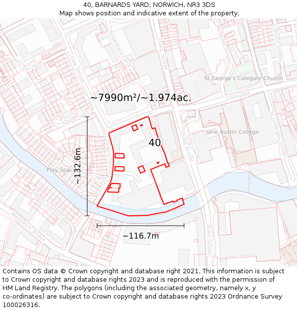 40, BARNARDS YARD, NORWICH, NR3 3DS: Plot and title map