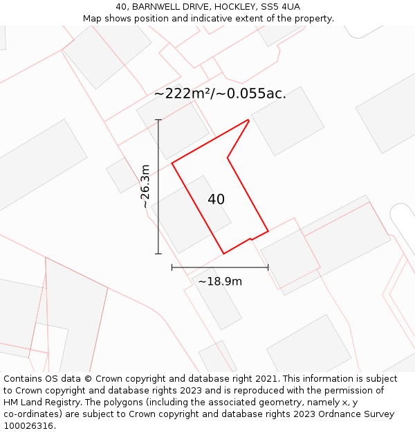 40, BARNWELL DRIVE, HOCKLEY, SS5 4UA: Plot and title map