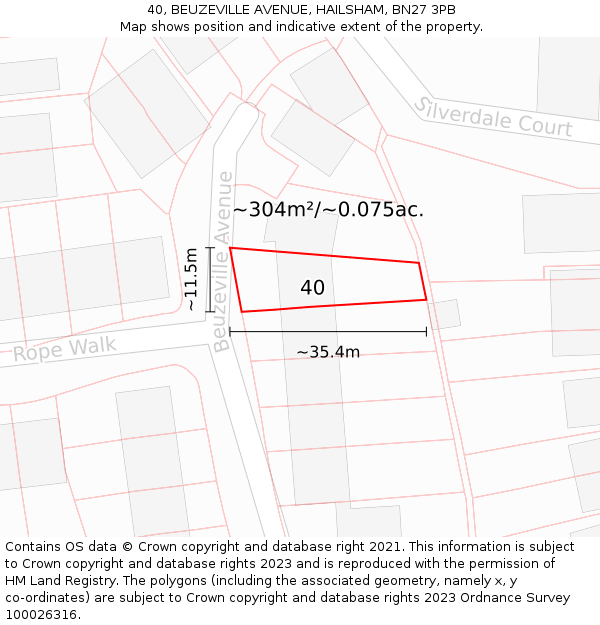 40, BEUZEVILLE AVENUE, HAILSHAM, BN27 3PB: Plot and title map