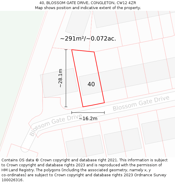 40, BLOSSOM GATE DRIVE, CONGLETON, CW12 4ZR: Plot and title map