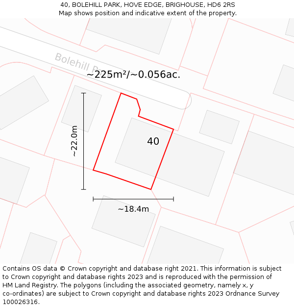 40, BOLEHILL PARK, HOVE EDGE, BRIGHOUSE, HD6 2RS: Plot and title map