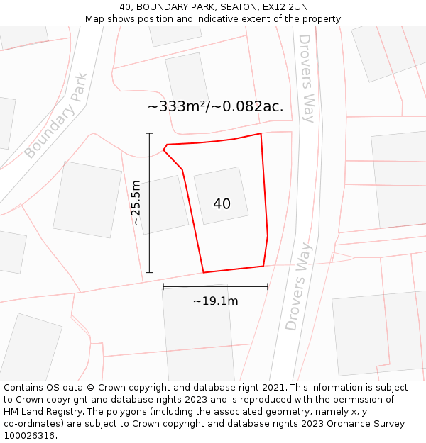 40, BOUNDARY PARK, SEATON, EX12 2UN: Plot and title map