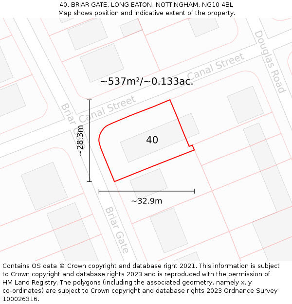 40, BRIAR GATE, LONG EATON, NOTTINGHAM, NG10 4BL: Plot and title map