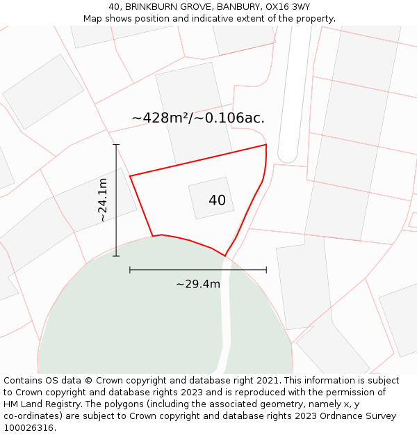 40, BRINKBURN GROVE, BANBURY, OX16 3WY: Plot and title map