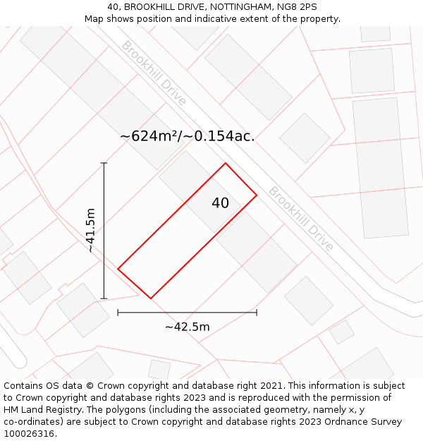 40, BROOKHILL DRIVE, NOTTINGHAM, NG8 2PS: Plot and title map