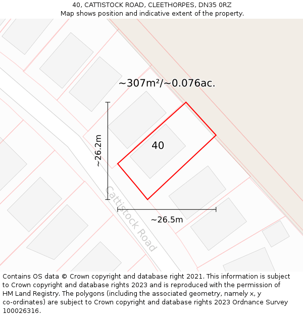 40, CATTISTOCK ROAD, CLEETHORPES, DN35 0RZ: Plot and title map