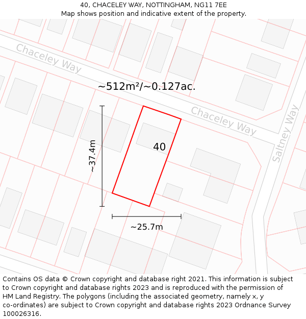 40, CHACELEY WAY, NOTTINGHAM, NG11 7EE: Plot and title map