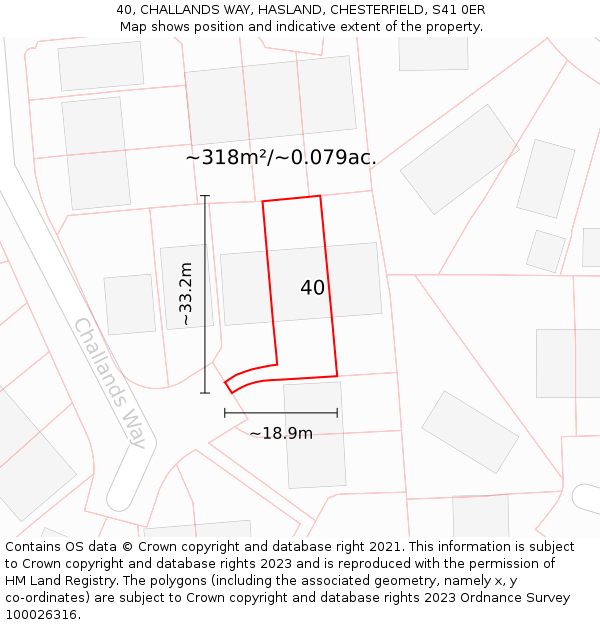 40, CHALLANDS WAY, HASLAND, CHESTERFIELD, S41 0ER: Plot and title map